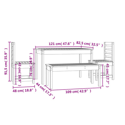 Set da Pranzo per Giardino 4 pz in Legno Massello di Douglas - homemem39