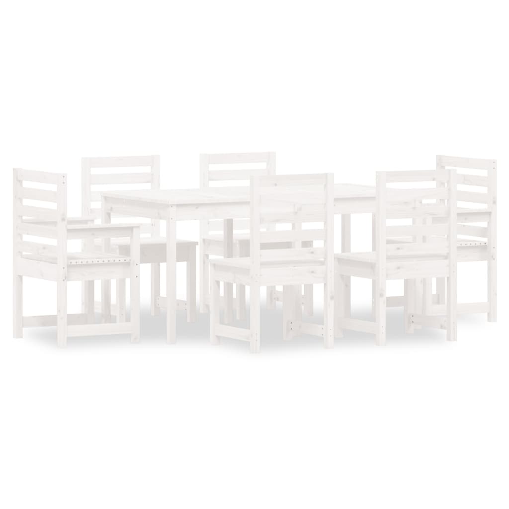 Set da Pranzo per Giardino 7pz Bianco in Legno Massello di Pino - homemem39