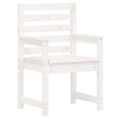 Set da Pranzo per Giardino 7pz Bianco in Legno Massello di Pino