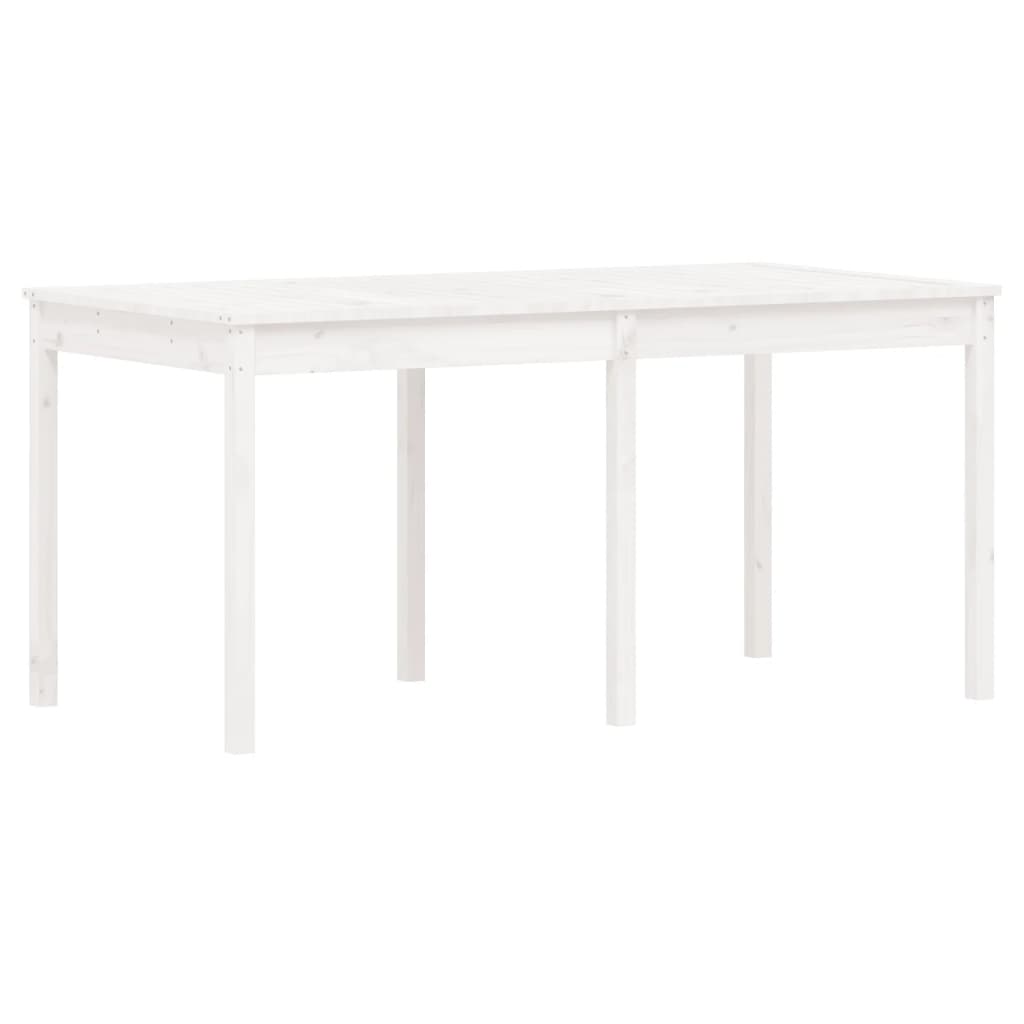 Set da Pranzo per Giardino 7pz Bianco in Legno Massello di Pino