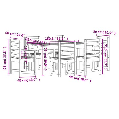 Set da Pranzo per Giardino 7 pz in Legno Massello di Douglas | homemem39