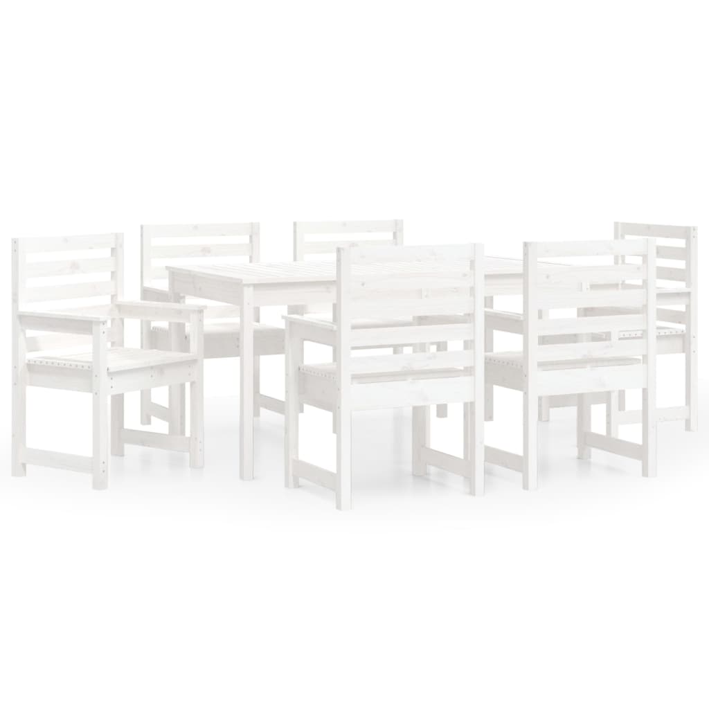 Set da Pranzo per Giardino 7pz Bianco in Legno Massello di Pino - homemem39