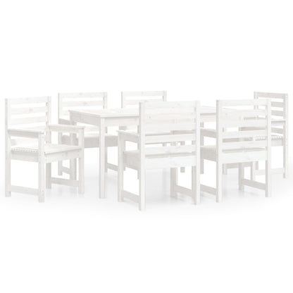 Set da Pranzo per Giardino 7pz Bianco in Legno Massello di Pino - homemem39