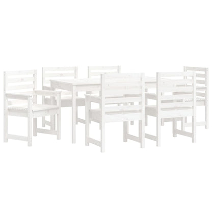 Set da Pranzo per Giardino 7pz Bianco in Legno Massello di Pino - homemem39