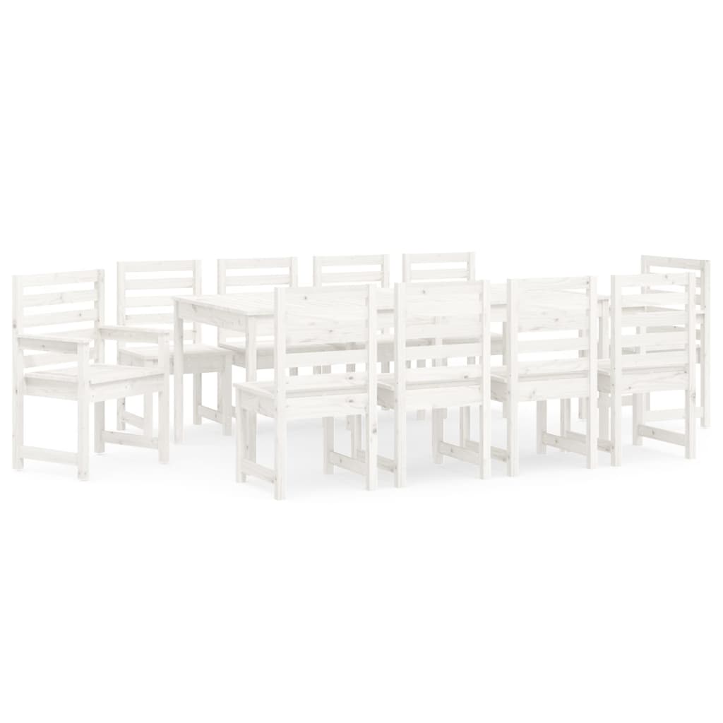 Set da Pranzo per Giardino 11pz Bianco Legno Massello di Pino - homemem39