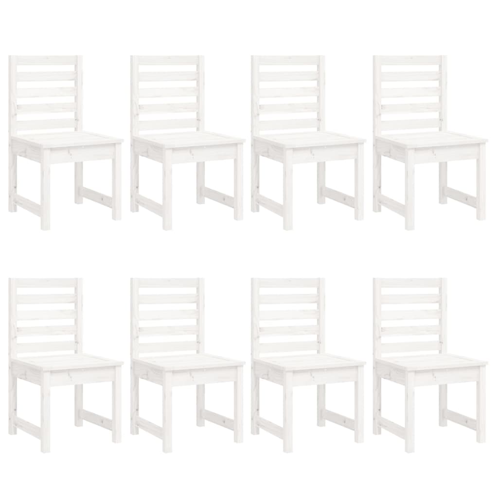 Set da Pranzo per Giardino 11pz Bianco Legno Massello di Pino