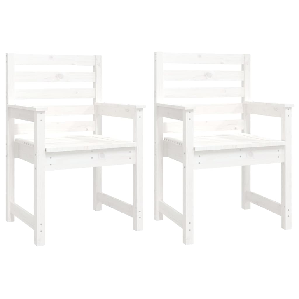 Set da Pranzo per Giardino 11pz Bianco Legno Massello di Pino