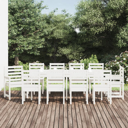 Set da Pranzo per Giardino 11pz Bianco Legno Massello di Pino - homemem39