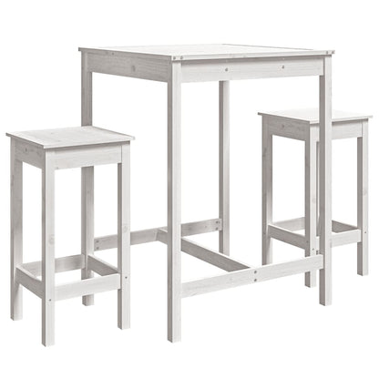 Set Bar da Giardino 3 pz Bianco in Legno Massello di Pino - homemem39