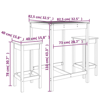Set Bar da Giardino 3 pz Bianco in Legno Massello di Pino | homemem39