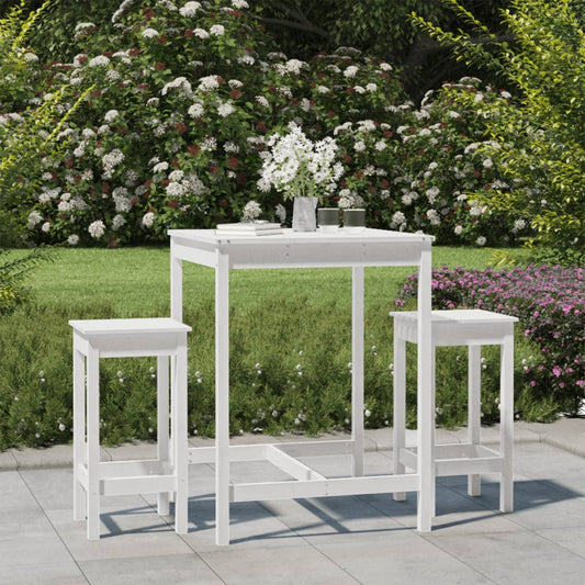 Set Bar da Giardino 3 pz Bianco in Legno Massello di Pino - homemem39