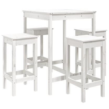 Set Bar da Giardino 5 pz Bianco in Legno Massello di Pino - homemem39