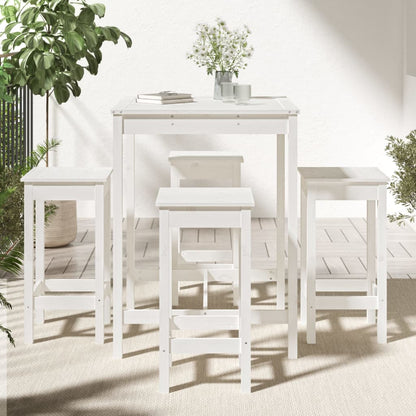 Set Bar da Giardino 5 pz Bianco in Legno Massello di Pino - homemem39