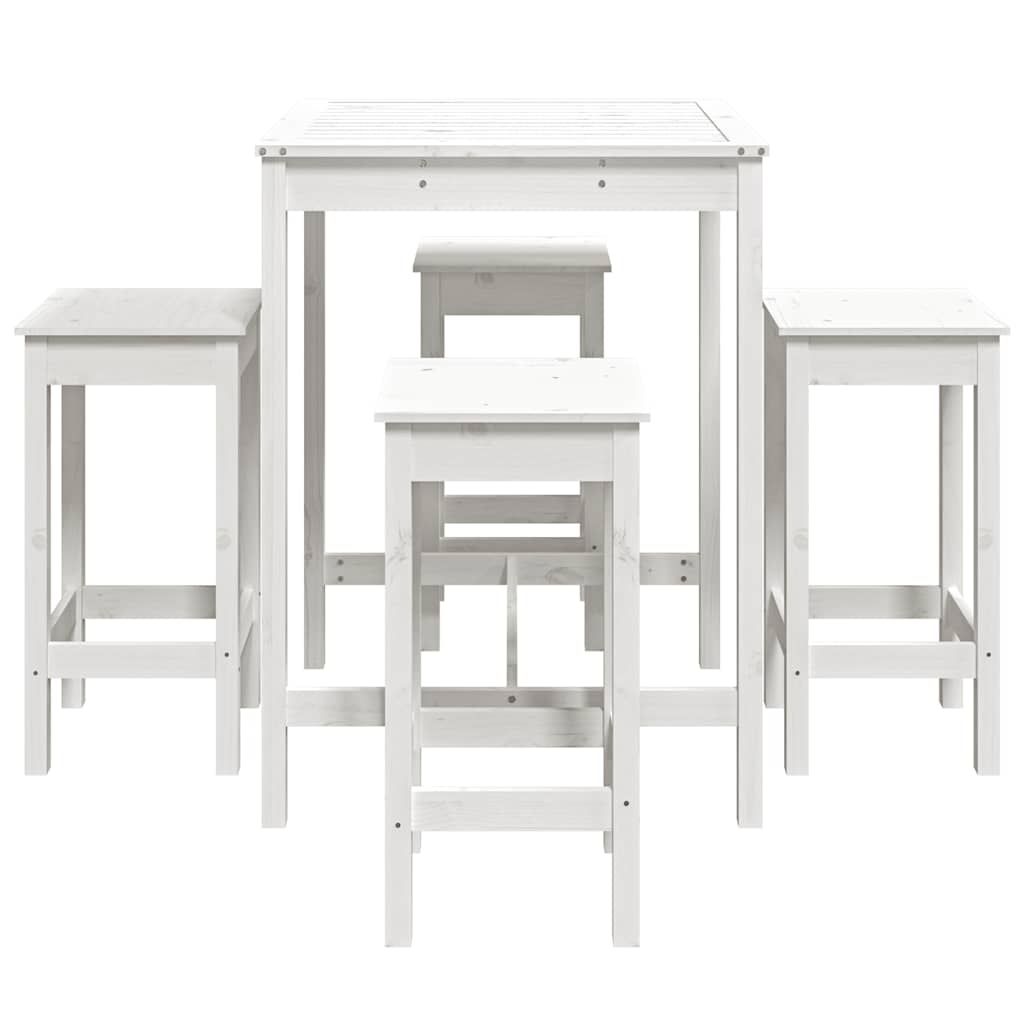 Set Bar da Giardino 5 pz Bianco in Legno Massello di Pino | homemem39