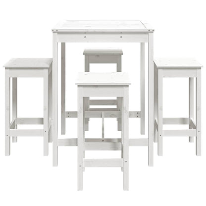 Set Bar da Giardino 5 pz Bianco in Legno Massello di Pino | homemem39