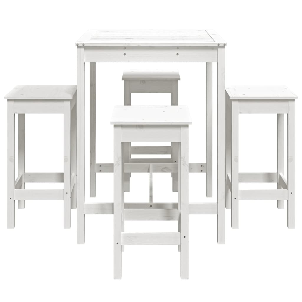 Set Bar da Giardino 5 pz Bianco in Legno Massello di Pino - homemem39