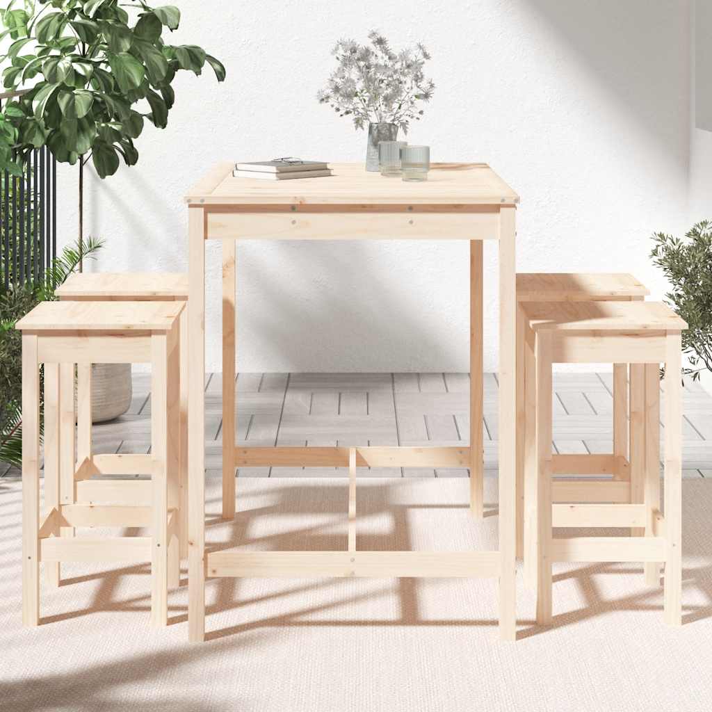 Set Bar da Giardino 5 pz in Legno Massello di Pino | homemem39