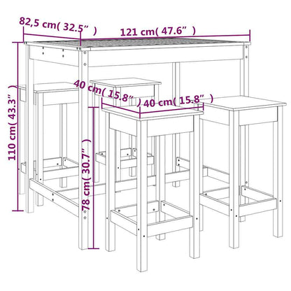 Set Bar da Giardino 5 pz in Legno Massello di Pino | homemem39