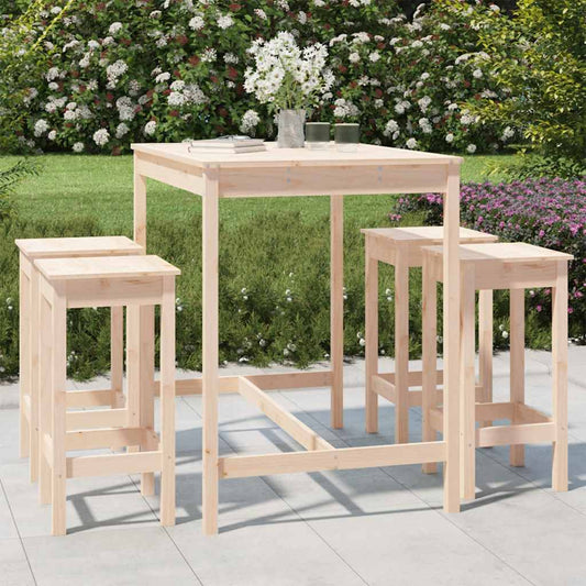 Set Bar da Giardino 5 pz in Legno Massello di Pino | homemem39