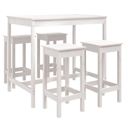 Set Bar da Giardino 5 pz Bianco in Legno Massello di Pino - homemem39