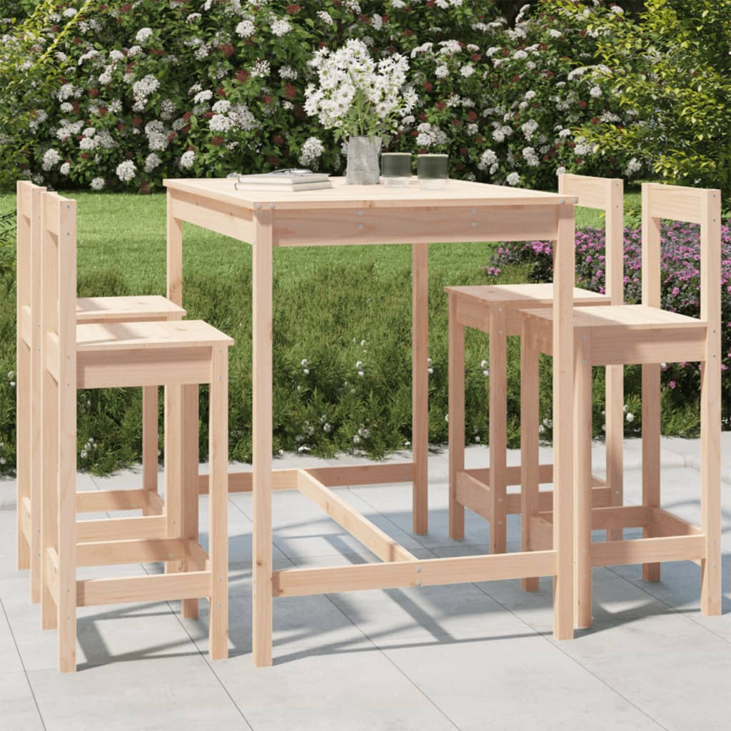 Set Bar da Giardino 5 pz in Legno Massello di Pino | homemem39