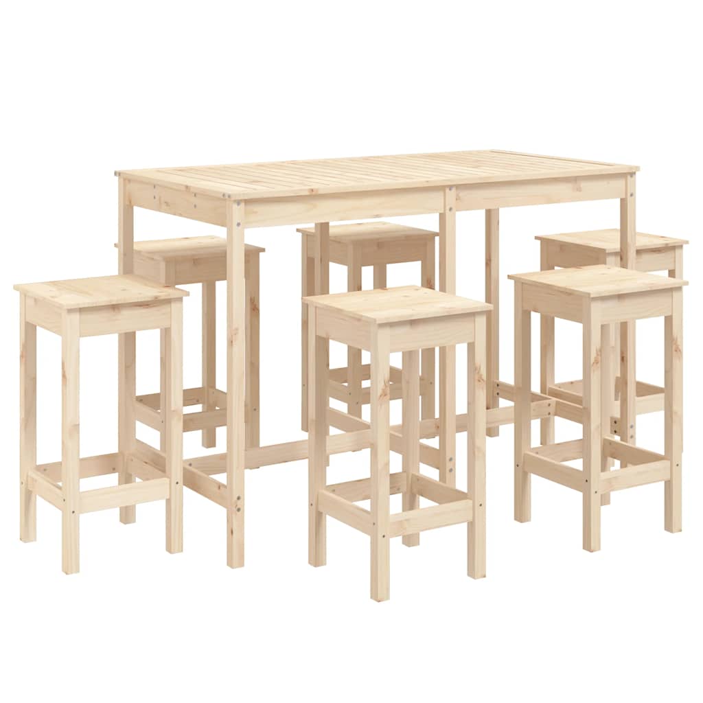Set Bar da Giardino 7 pz in Legno Massello di Pino | homemem39