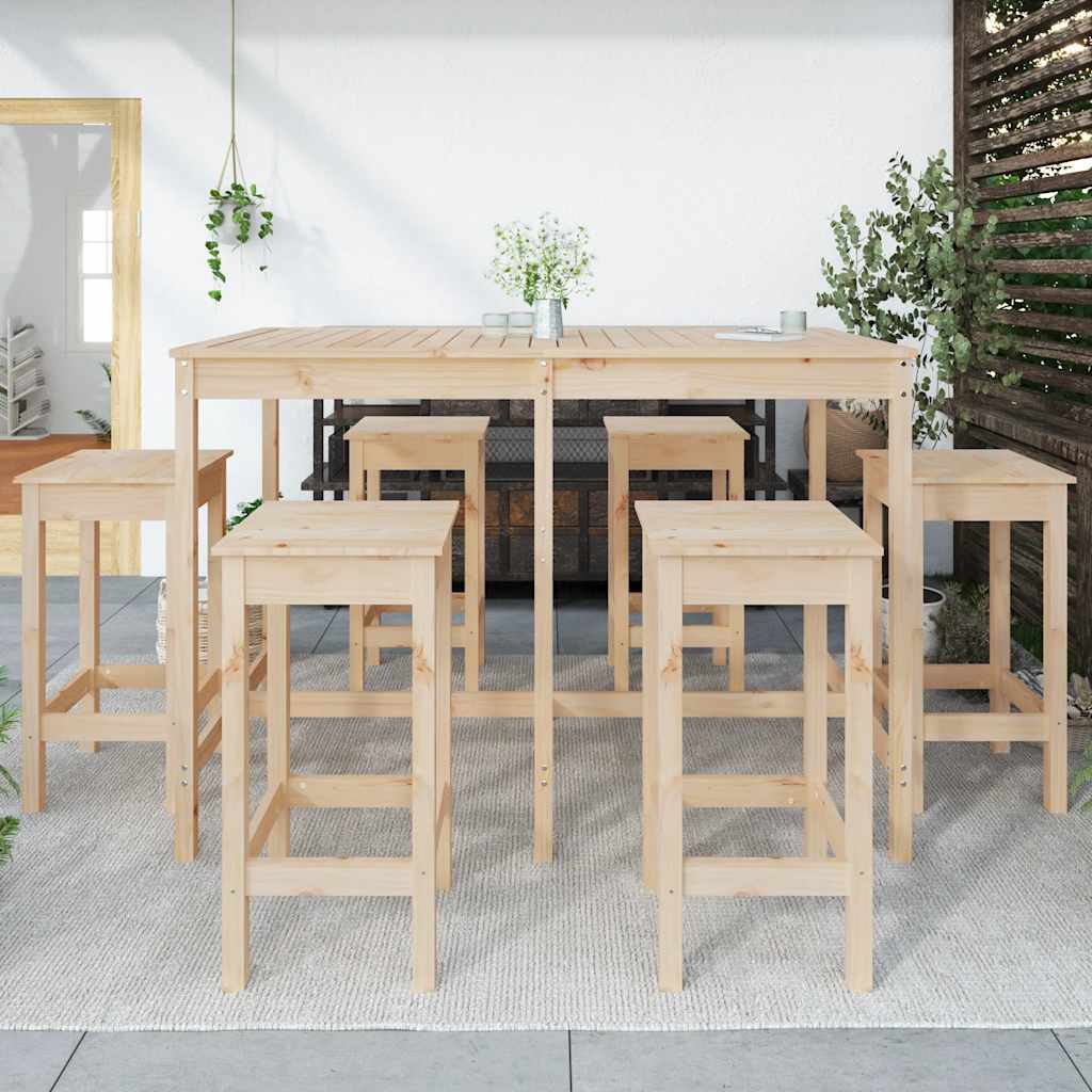 Set Bar da Giardino 7 pz in Legno Massello di Pino | homemem39