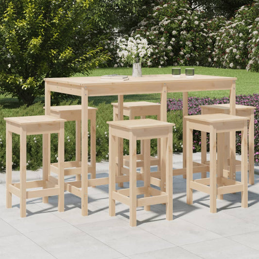 Set Bar da Giardino 7 pz in Legno Massello di Pino - homemem39