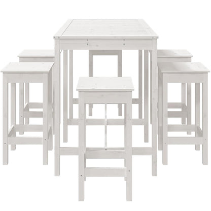 Set Bar da Giardino 7 pz Bianco in Legno Massello di Pino | homemem39