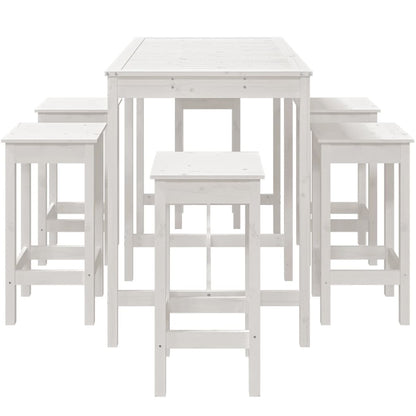 Set Bar da Giardino 7 pz Bianco in Legno Massello di Pino - homemem39