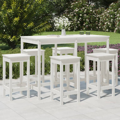 Set Bar da Giardino 7 pz Bianco in Legno Massello di Pino - homemem39