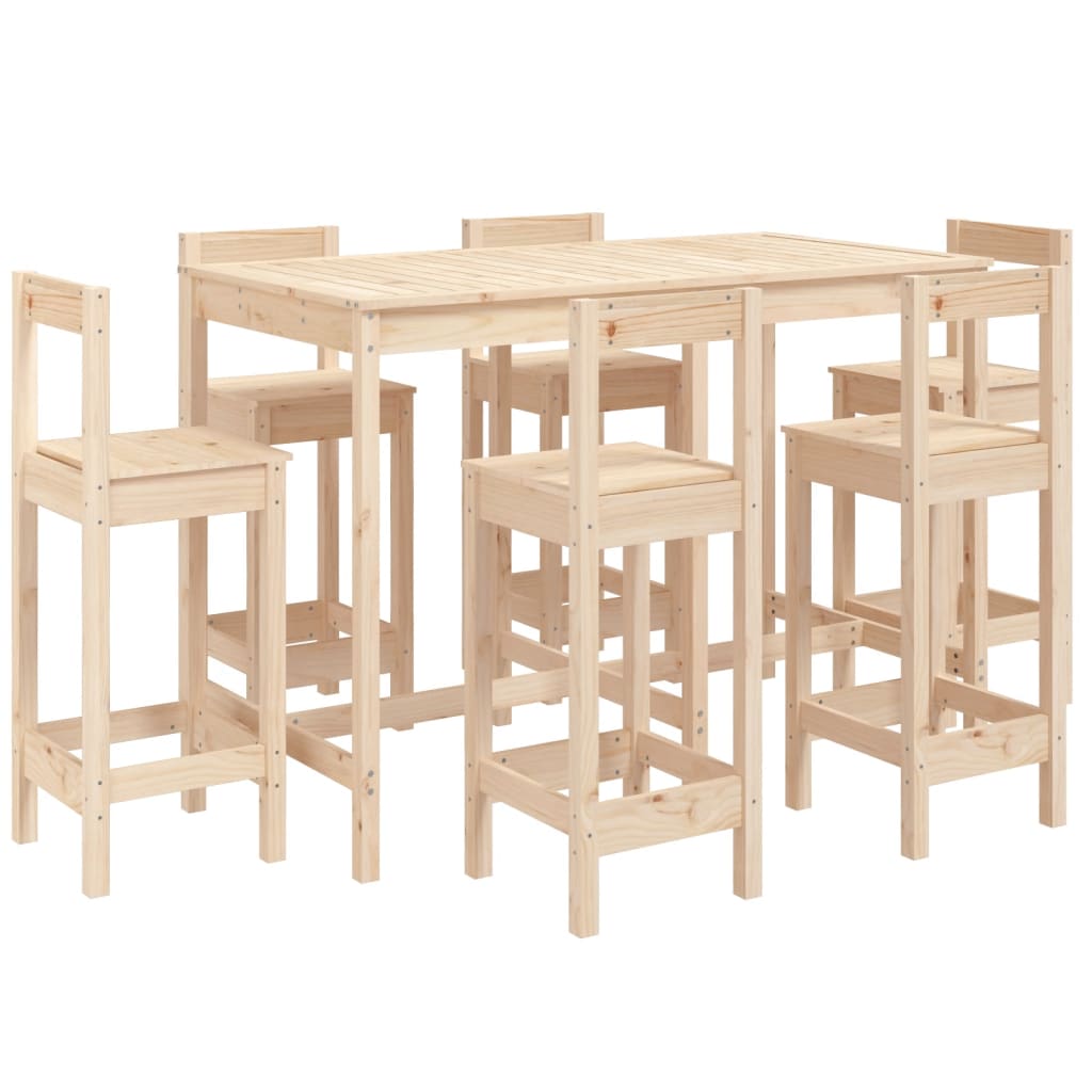 Set Bar da Giardino 7 pz in Legno Massello di Pino - homemem39