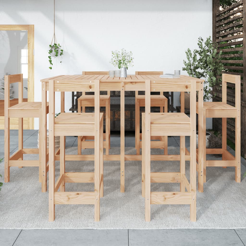 Set Bar da Giardino 7 pz in Legno Massello di Pino | homemem39