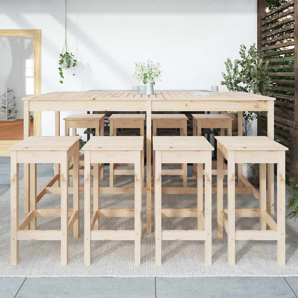 Set Bar da Giardino 9 pz in Legno Massello di Pino | homemem39