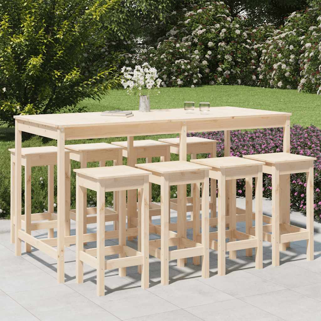 Set Bar da Giardino 9 pz in Legno Massello di Pino | homemem39