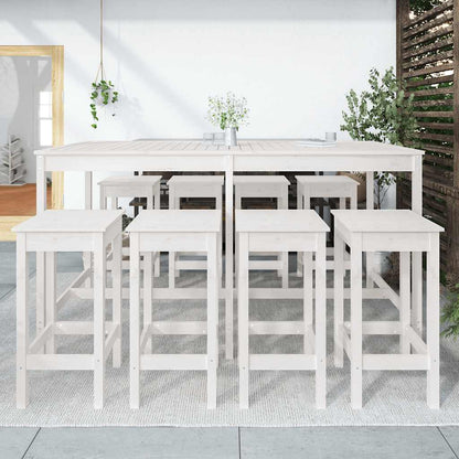 Set Bar da Giardino 9 pz Bianco in Legno Massello di Pino | homemem39