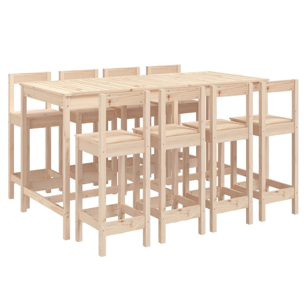 Set Bar da Giardino 9 pz in Legno Massello di Pino | homemem39