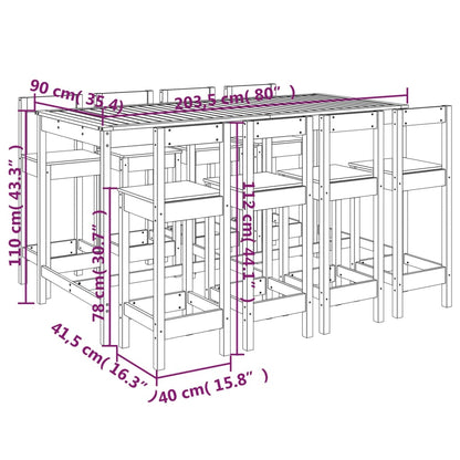 Set Bar da Giardino 9 pz in Legno Massello di Pino | homemem39