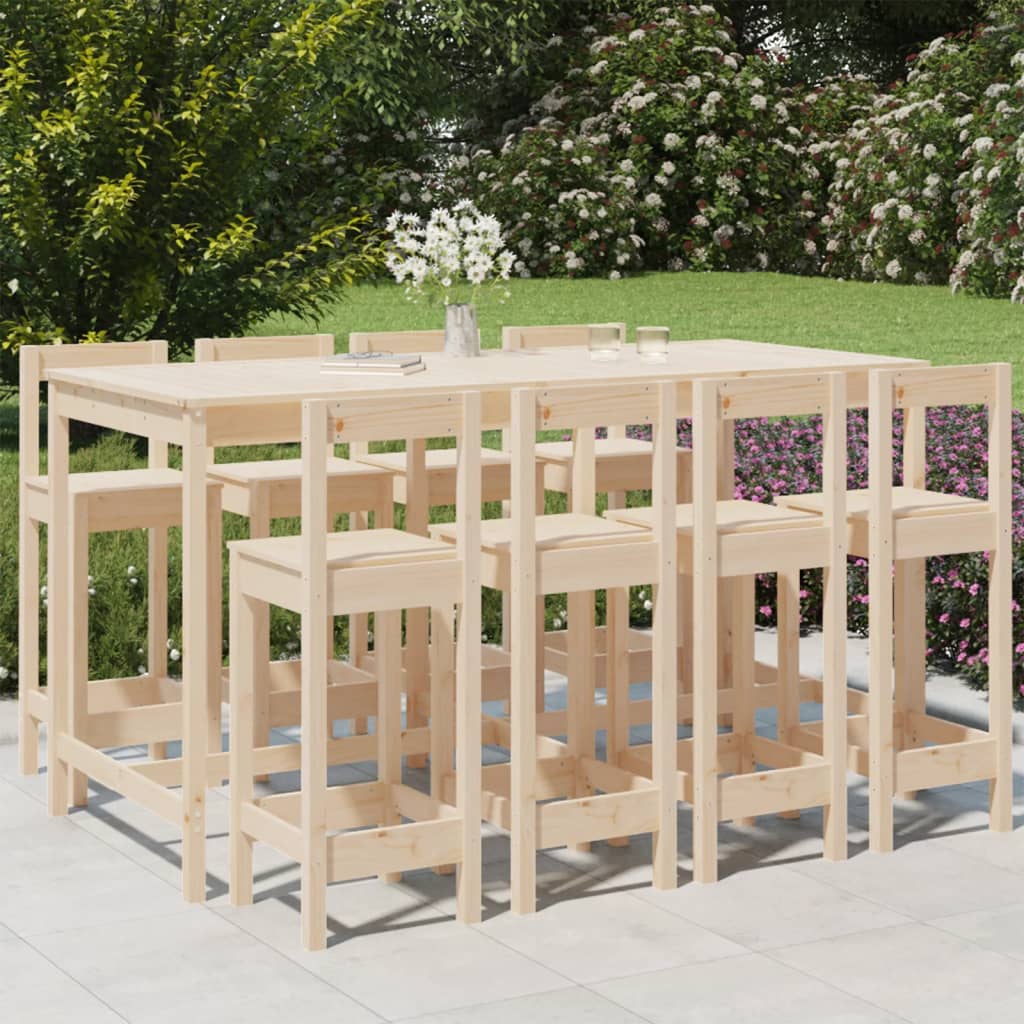 Set Bar da Giardino 9 pz in Legno Massello di Pino | homemem39