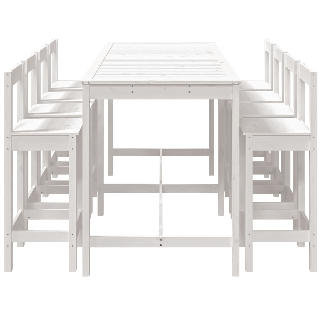 Set Bar da Giardino 9 pz Bianco in Legno Massello di Pino | homemem39