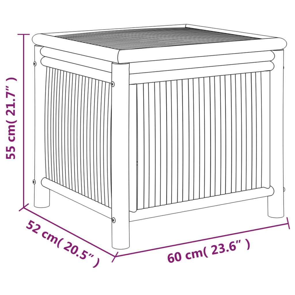 Contenitore Portaoggetti da Giardino 60x52x55 cm in Bambù - homemem39
