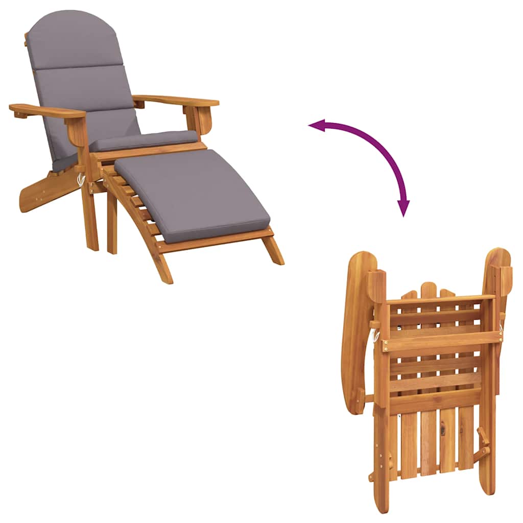 Sedia Adirondack Giardino con Poggiapiedi Legno Massello Acacia