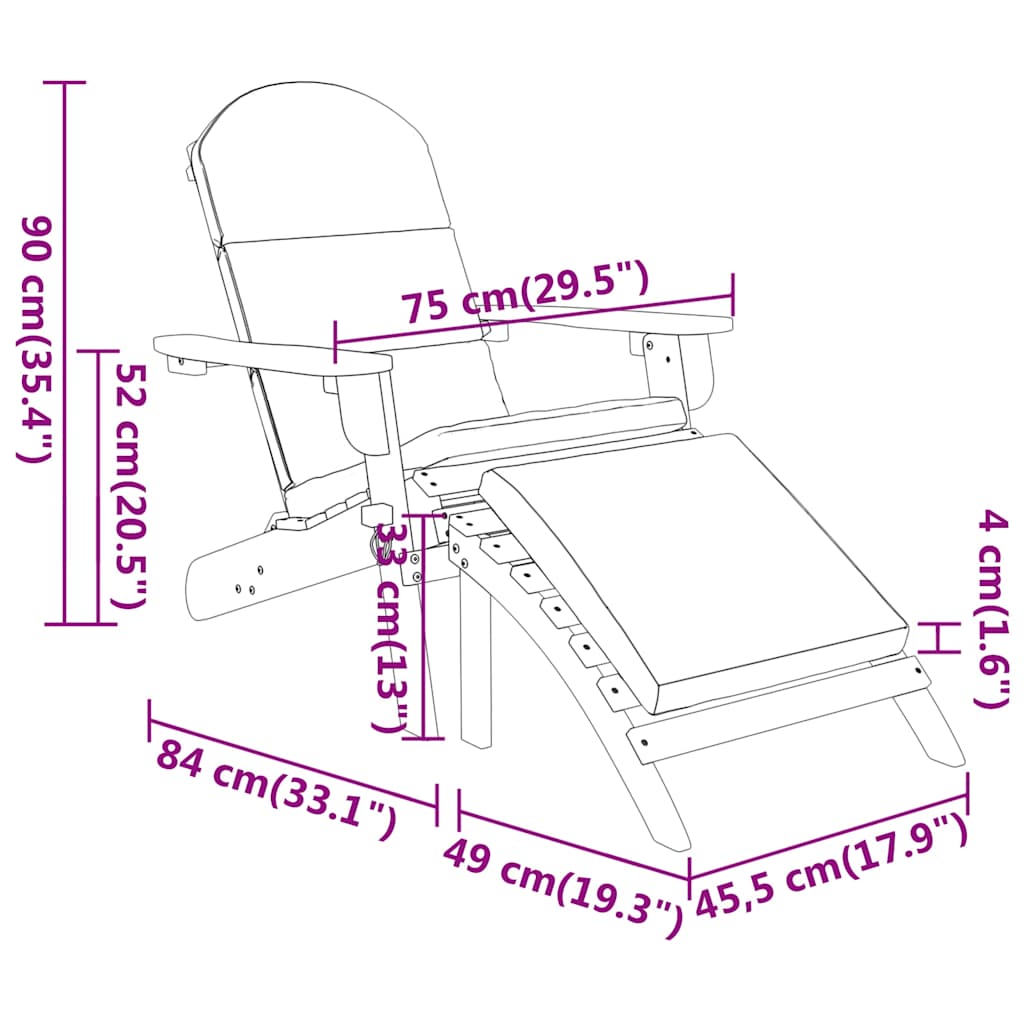 Sedia Adirondack Giardino con Poggiapiedi Legno Massello Acacia | homemem39