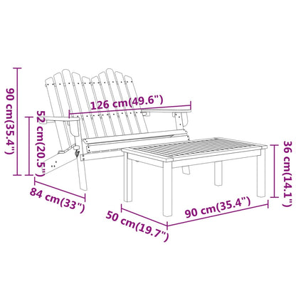 Set da Salotto Giardino Adirondack 2pz Legno Massello di Acacia - homemem39