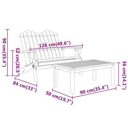 Set da Salotto Giardino Adirondack 2pz Legno Massello di Acacia
