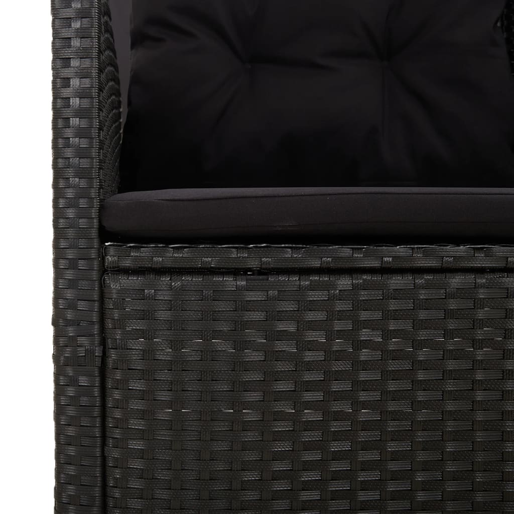 Set Divani da Giardino 3 pz con Cuscini Nero in Polyrattan