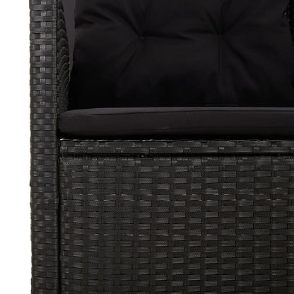Set Divani da Giardino 3 pz con Cuscini Nero in Polyrattan