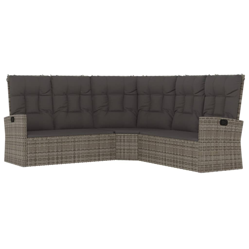Set Divani da Giardino 3 pz con Cuscini in Polyrattan Grigio | homemem39