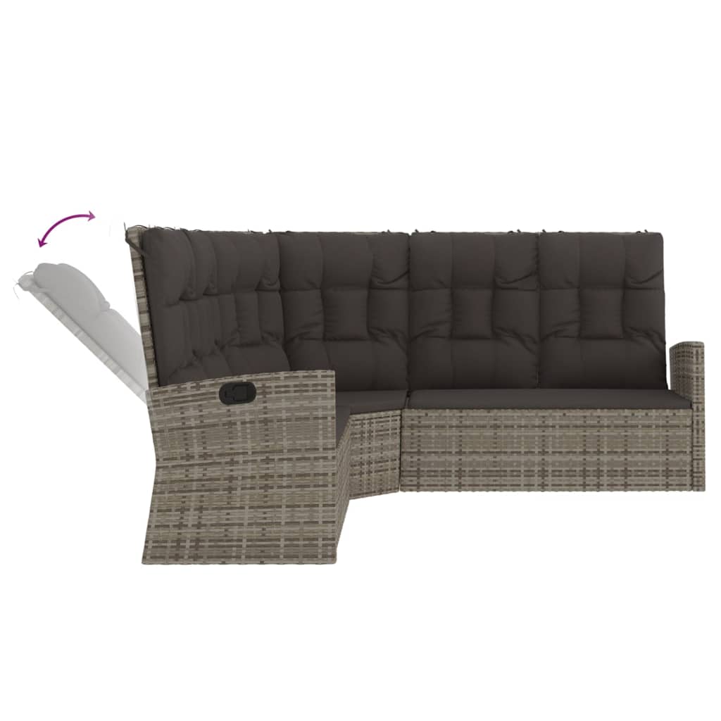 Set Divani da Giardino 3 pz con Cuscini in Polyrattan Grigio | homemem39