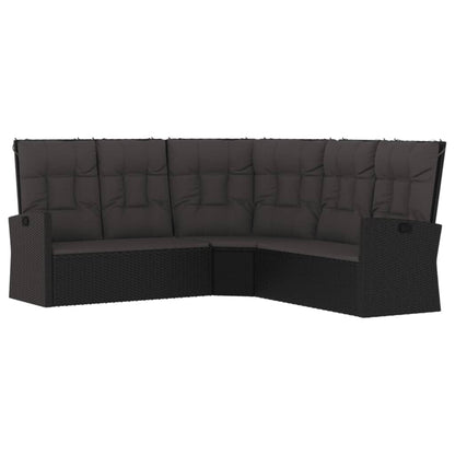 Set Divani da Giardino 4 pz con Cuscini Nero in Polyrattan